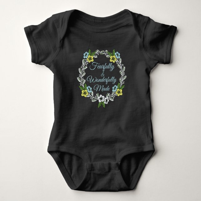 Fearfully And Wonderfully Made Floral Baby Bodysuit (Front)