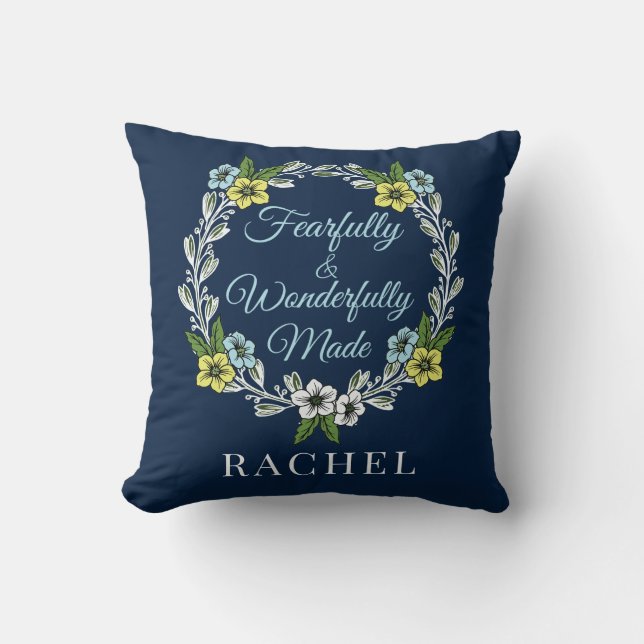 Fearfully And Wonderfully Made Floral Cushion (Front)