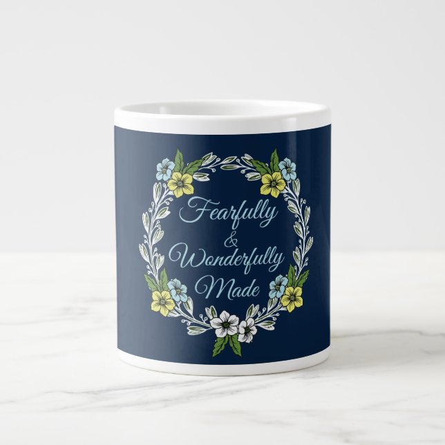 Fearfully And Wonderfully Made Floral Large Coffee Mug (Front)
