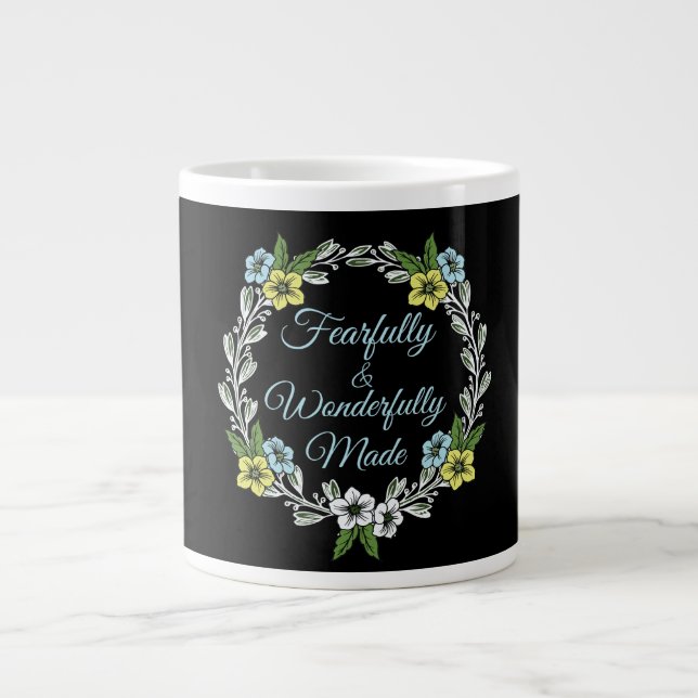 Fearfully And Wonderfully Made Floral Large Coffee Mug (Front)