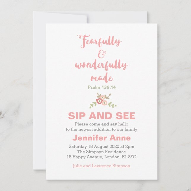 Fearfully and Wonderfully Made Sip and See Invite (Front)