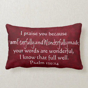 fearfully wonderfully made bible verse Psalms Lumbar Cushion