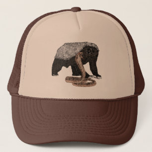 Fearless Badass Honey Badger a attacking Cobra Art Trucker Hat