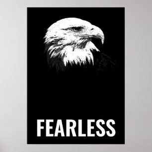 Fearless Bald Eagle Motivational Courage Artwork Poster