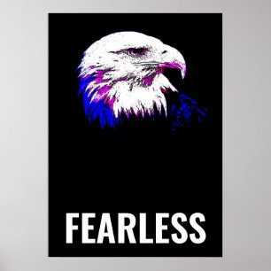 Fearless Bald Eagle Motivational Courage Artwork Poster