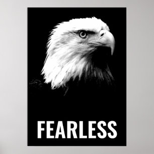 Fearless Bald Eagle Motivational Courage Artwork Poster