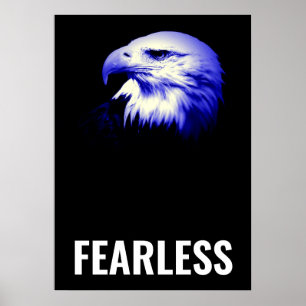 Fearless Bald Eagle Motivational Courage Artwork Poster
