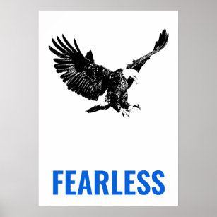 Fearless Bald Eagle Motivational Courage Pop Art Poster