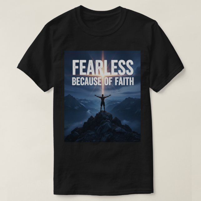  Fearless Because of Faith Christian Men’s T-Shirt (Design Front)