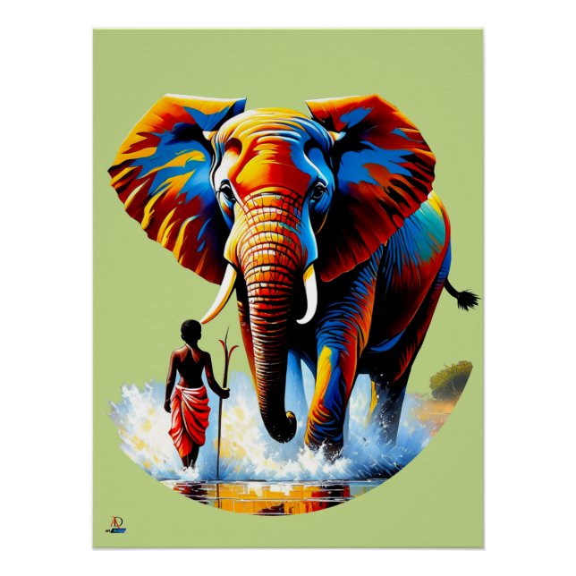 Fearless boy meets elephant bulls poster (Front)