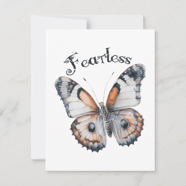 Fearless Butterfly Watercolor Graphic Design, Fear Card (Front)