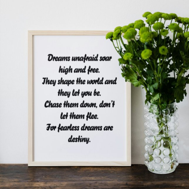 Fearless Dreams inspirational mini poem Poster (Creator Uploaded)