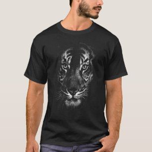 Fearless Eye Of The Tiger Face Print Black And Whi T-Shirt