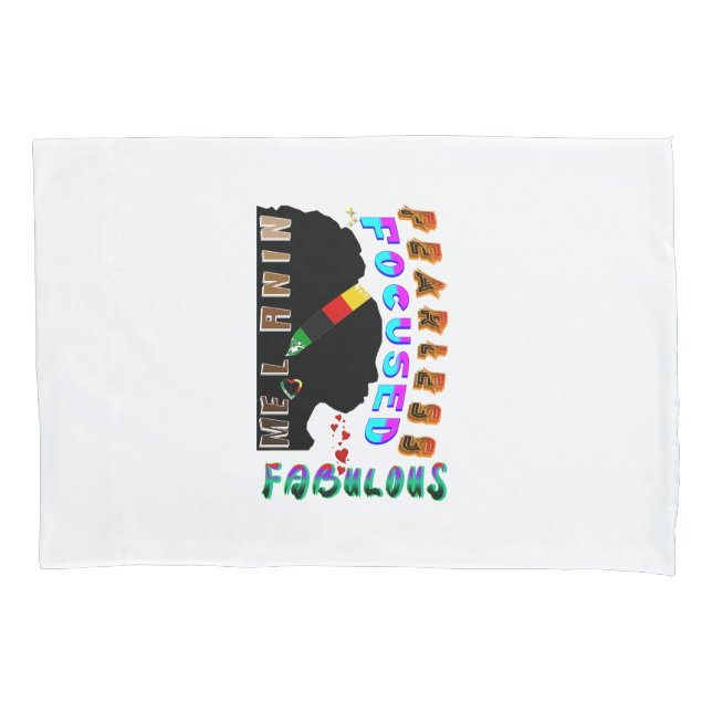 Fearless Focused Fabulous Melanin Pillowcase (Front-Left)