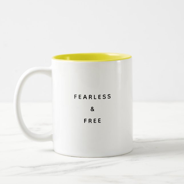 Fearless & Free Typography Modern Two-Tone Mug (Left)