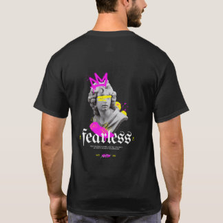 Fearless Gothic Greek Statue Graphic Back Print T-Shirt