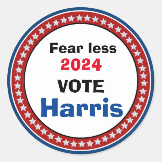 Fearless in 2024 with a vote for Harris button Classic Round Sticker