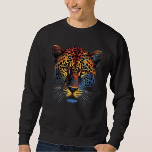 Fearless Jaguar Face Big Cat Lover Print Art Graph Sweatshirt