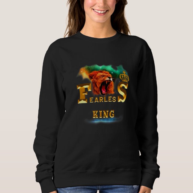 Fearless King Colourful Galaxy Lions Head Cool Gra Sweatshirt (Front)