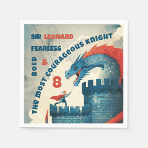 Fearless Knight and Dragon Paper Napkin