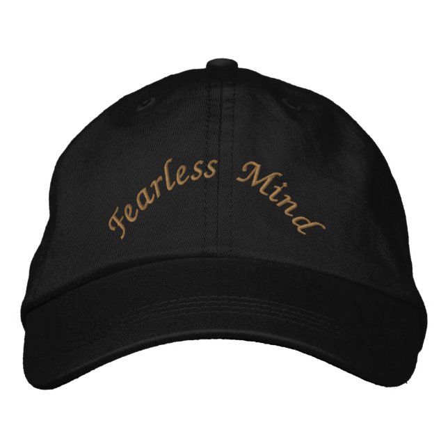 Fearless Mind Classic Black Motivational-Hat Style Embroidered Hat (Front)