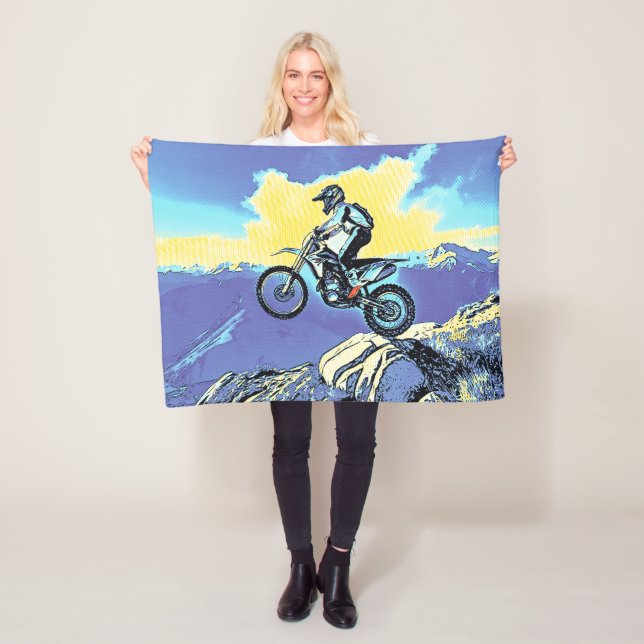 Fearless - Motocross Rider Fleece Blanket (In Situ)