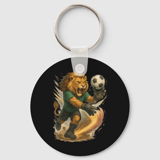 Fearless Soccer Lion Keeper Charge  Key Ring (Front)