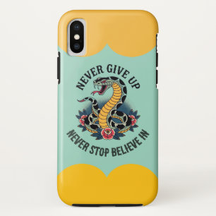 Fearless Spirit: Bold Snake and Roses Artwork iPhone X Case