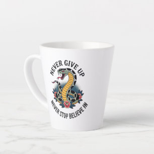 Fearless Spirit: Bold Snake and Roses Artwork Latte Mug