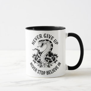 Fearless Spirit: Bold Snake and Roses Artwork Mug