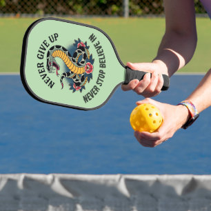 Fearless Spirit: Bold Snake and Roses Artwork Pickleball Paddle