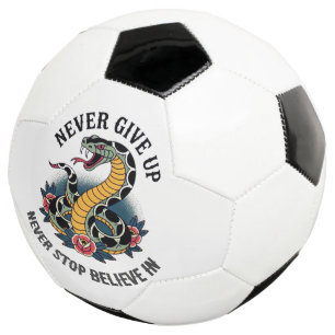 Fearless Spirit: Bold Snake and Roses Artwork Soccer Ball