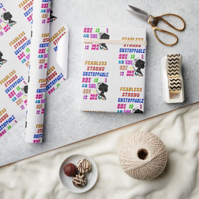 Fearless Strong Unstoppable She Is Wrapping Paper (Crafts)