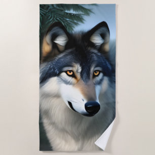 Fearless The Arctic Wolf, Beach Towel