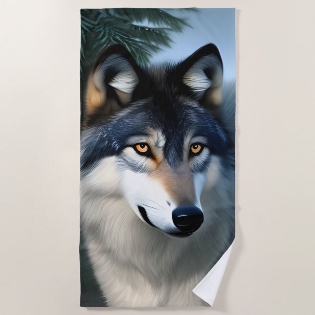 Fearless The Arctic Wolf,  Beach Towel (Front)