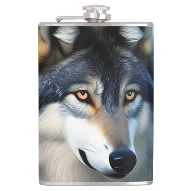Fearless The Arctic Wolf,  Hip Flask (Front)
