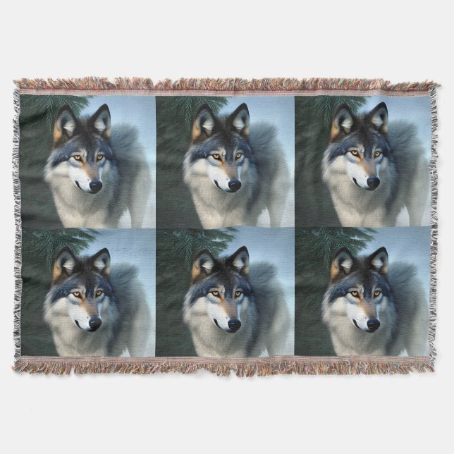Fearless The Arctic Wolf, Throw Blanket (Front)