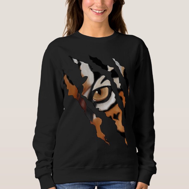 Fearless Tiger Cat Eye Claw Silhouette Sweatshirt (Front)