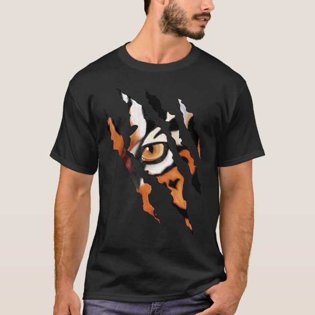 Fearless Tiger Cat Eye Claw Silhouette T-Shirt (Front)