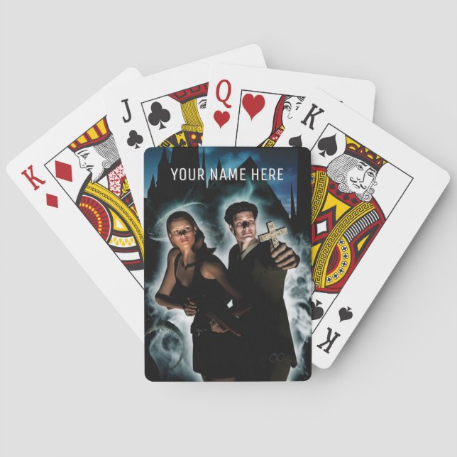 Fearless young couple playing cards (Back)