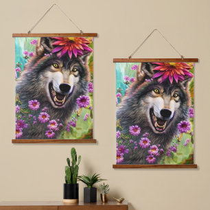 Fearsome Furry King Wolf Hanging Tapestry