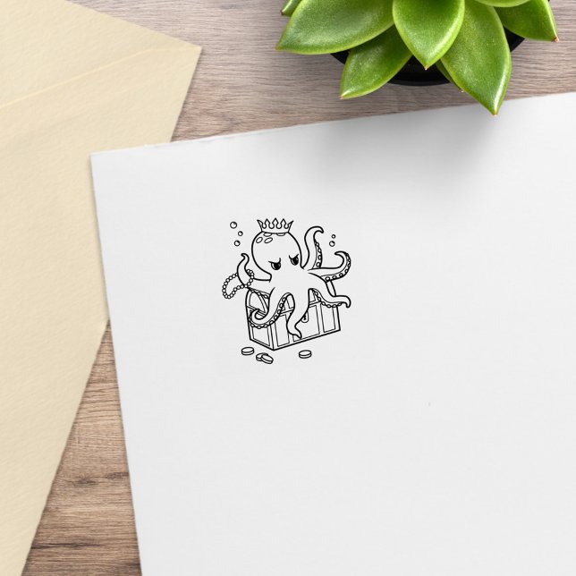 Fearsome Octopus Guarding Treasure Chest 2 Rubber Stamp (Creator Uploaded)