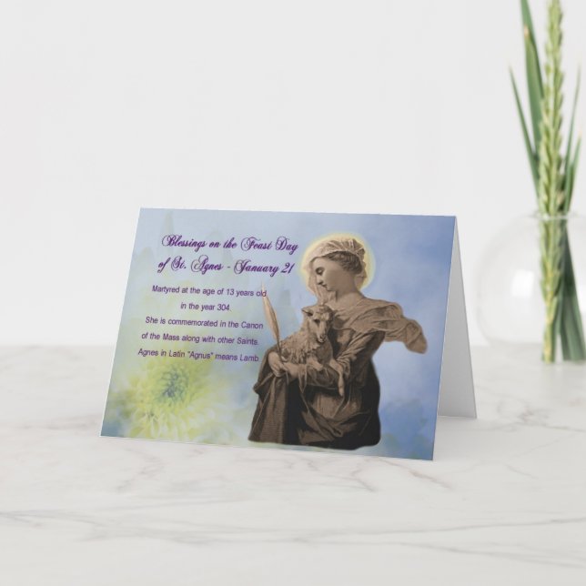 Feast Day of St. Agnes Greeting Card -Name Day (Front)