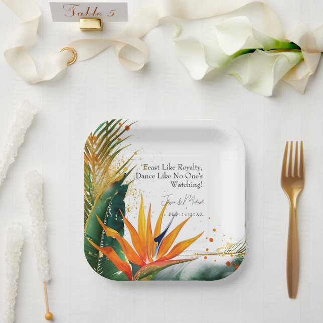  Feast like Royalty Birds of Paradise Bliss Paper Plate (Wedding)