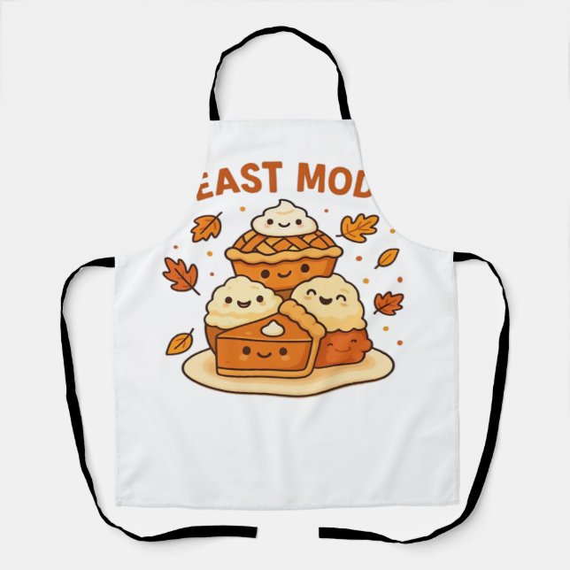 Feast Mode – Cute Autumn Comfort Food Plate Boxy T Apron (Front)