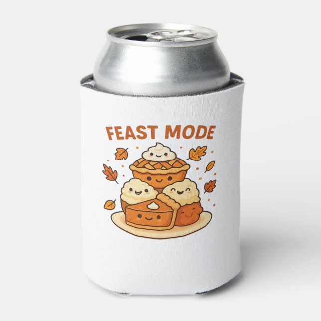 Feast Mode � Cute Autumn Comfort Food Plate Boxy T Can Cooler (Can Front)