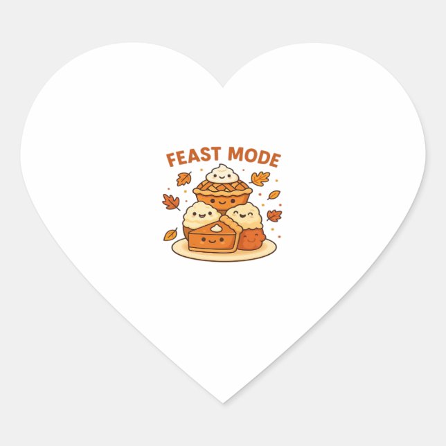Feast Mode – Cute Autumn Comfort Food Plate Boxy T Heart Sticker (Front)
