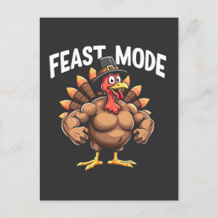 Feast mode Funny Thanksgiving Turkey Fitness Meal Postcard