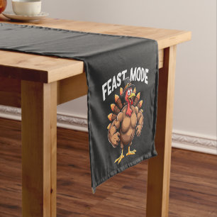 Feast mode Funny Thanksgiving Turkey Fitness Meal Short Table Runner