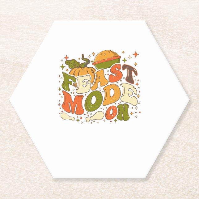Feast Mode on, Thankgiving Costume Paper Coaster (Front)